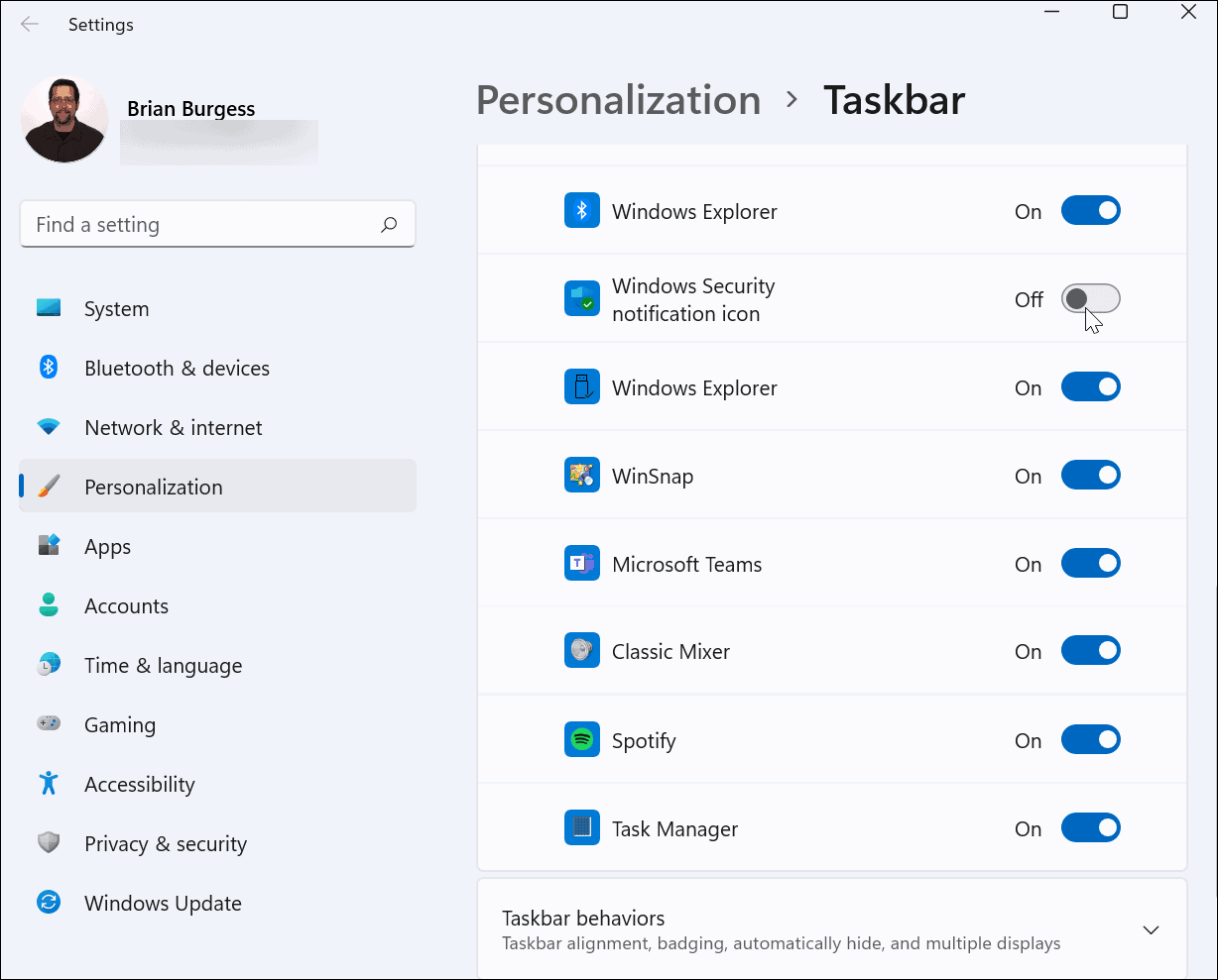 enable or disable app taskbar corner overflow