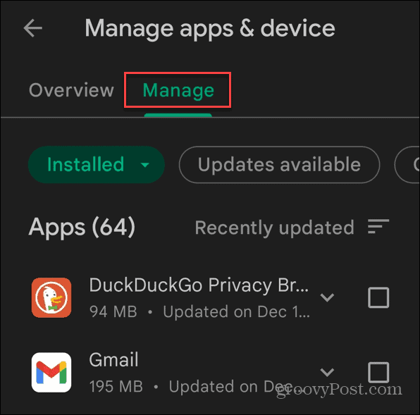 manage find apps taking up space on android