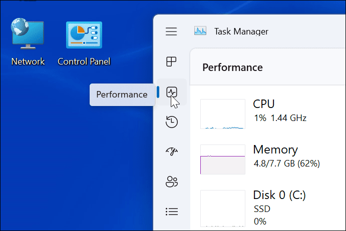 performance tab task manager
