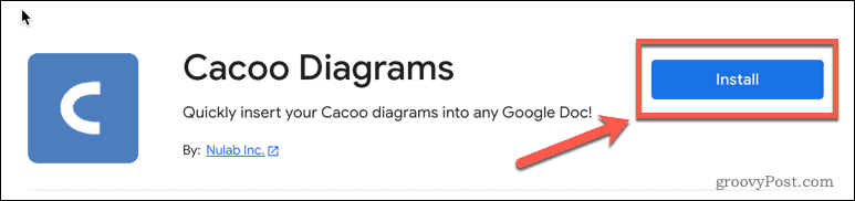 Installing the cacoo add-on in Google Docs