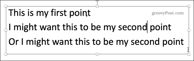 powerpoint entered text