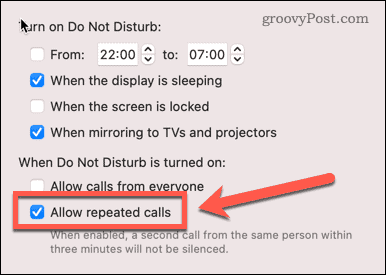 allow repeated calls in dnd mac