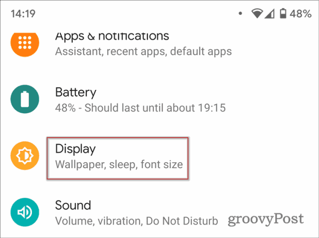 android display settings