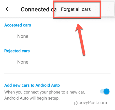android auto forget all cars