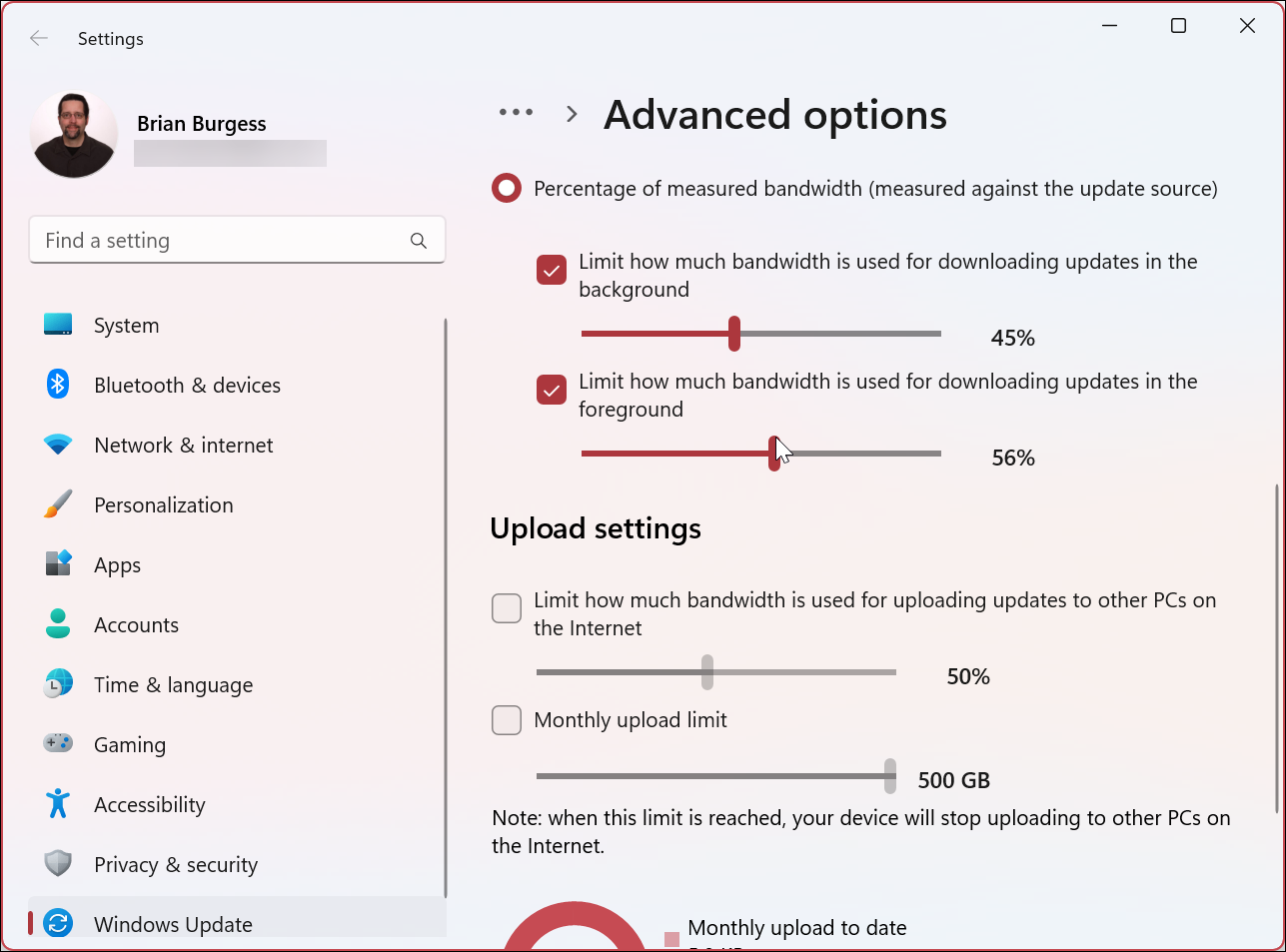 Limitar ancho de banda para Windows 11