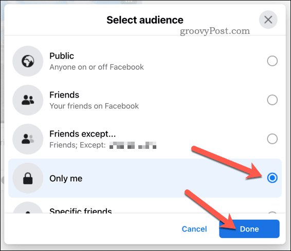 Set Facebook album audience settings