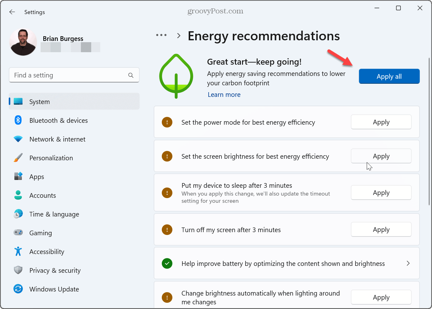 How to Apply Energy Recommendations on Windows 11 - 40