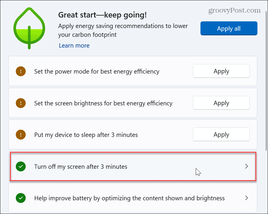 How to Apply Energy Recommendations on Windows 11 - 12