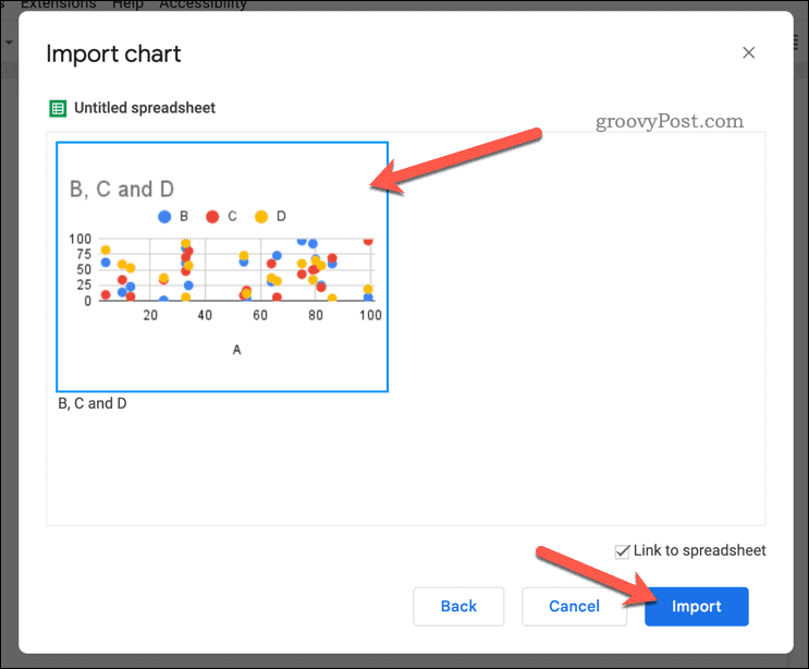 Importing a chart in Google Docs