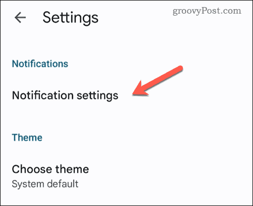 Abra la configuración de notificaciones en Google Docs en dispositivos móviles