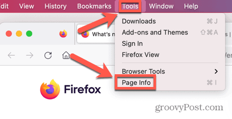 información de la página de herramientas de firefox mac