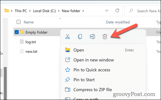Delete a folder in Windows 11