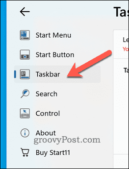 Open the Taskbar section in Start11