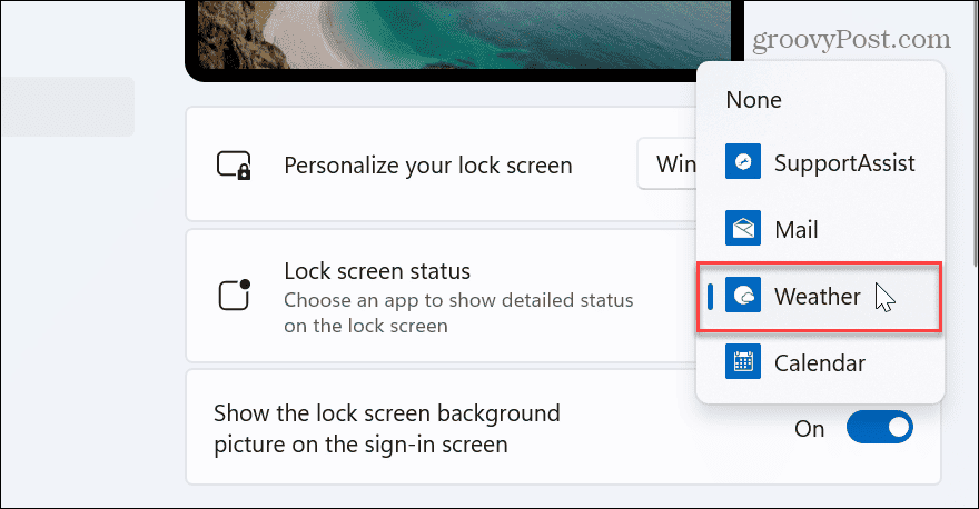 Weather to Windows 11 Lock Screen