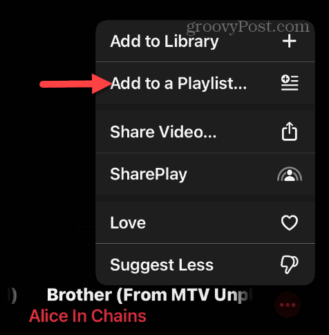 add video to playlist on apple music