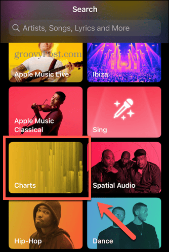 apple music charts category
