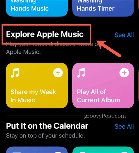 shortcuts gallery explore apple music