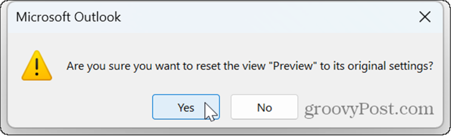 reset view confirmation