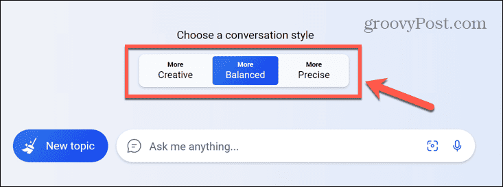 bing chat conversation style