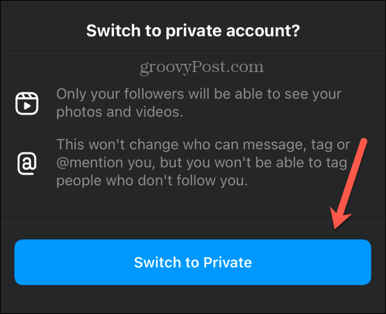 instagram switch to private