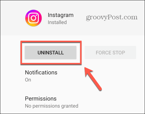 android uninstall button