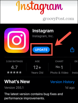 instagram update app