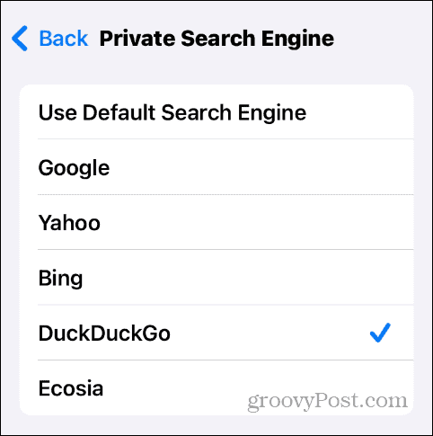 Change Default Private Search Engine 