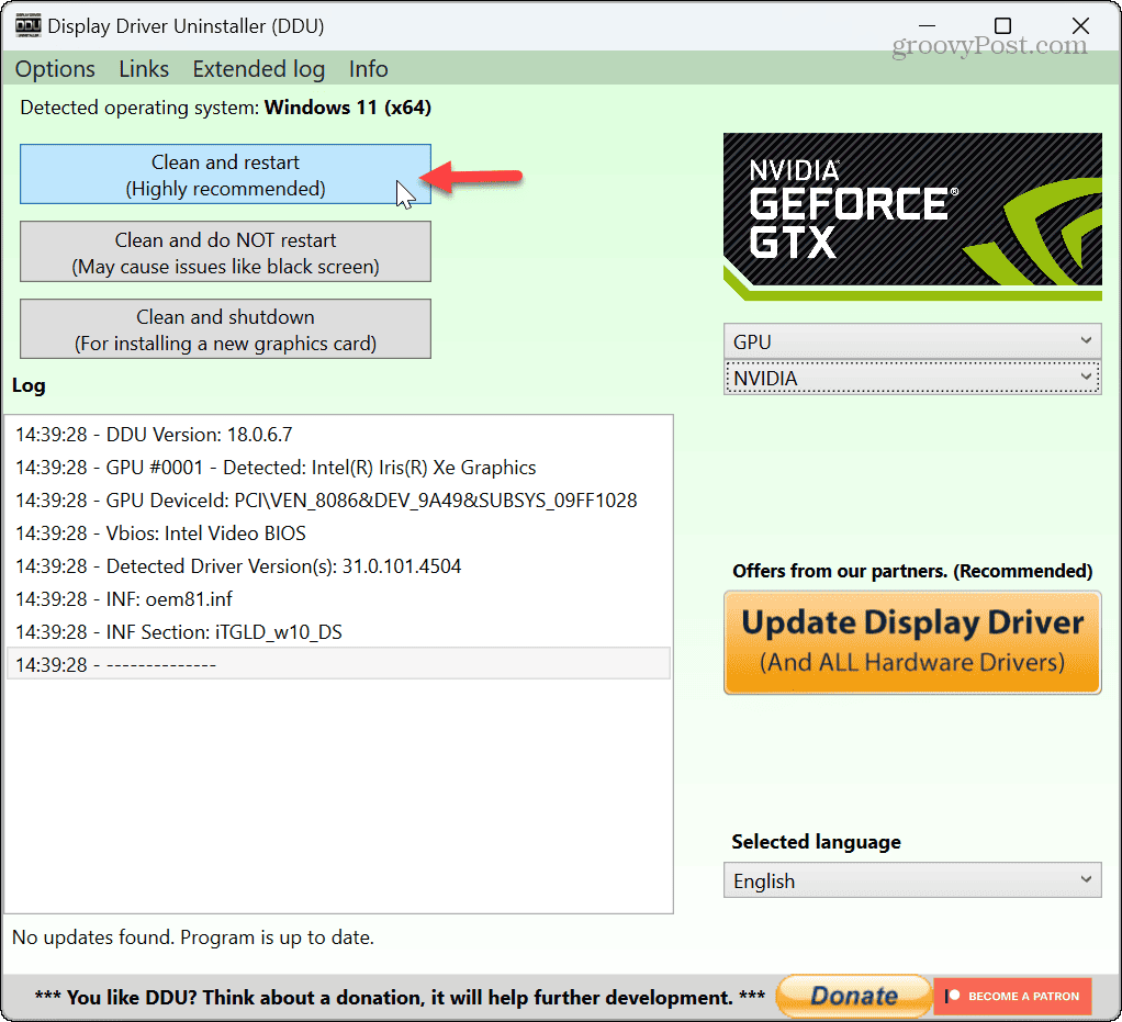 How to fix a black screen after uninstalling graphics drivers using DDU  (Display Driver Uninstaller).