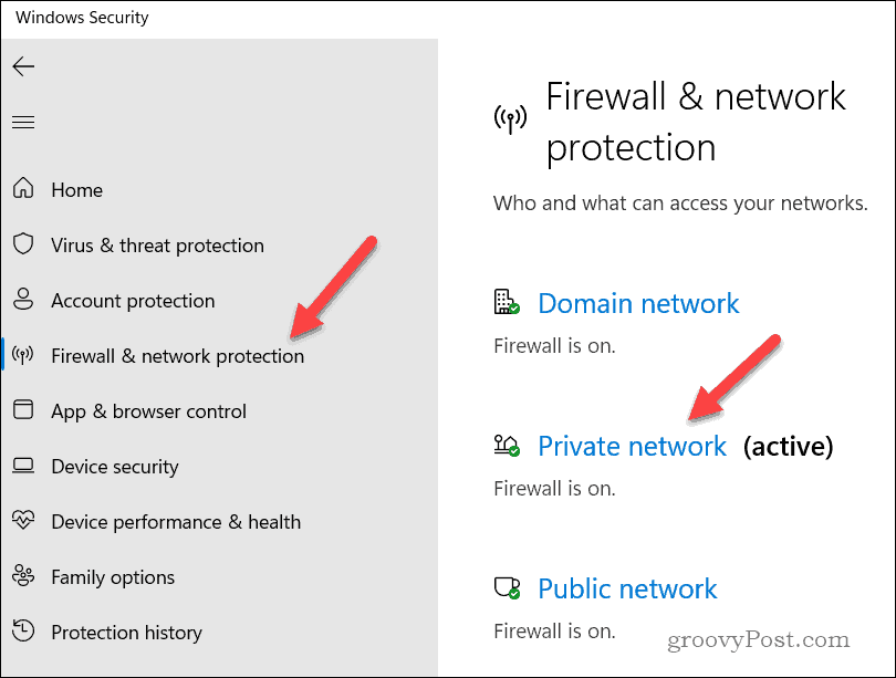 Open Windows firewall properties