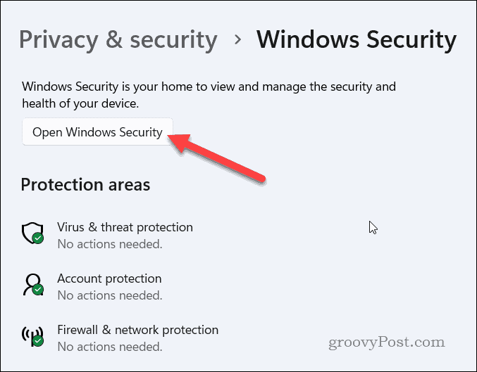 Launch Windows Security on Windows 11