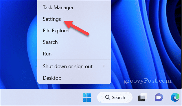 Open the Settings menu on Windows 11