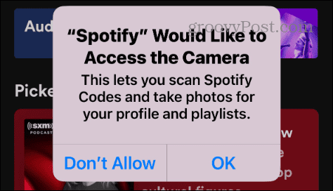 give spotify access to camera