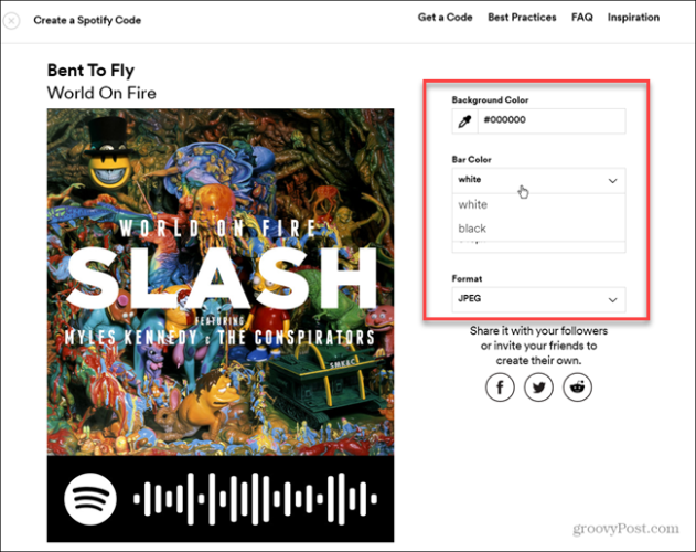 set color appearance spotify code