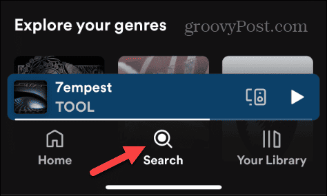 search button spotify mobile