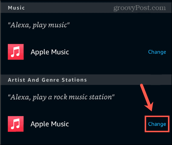 alexa change artist and genre stations default service