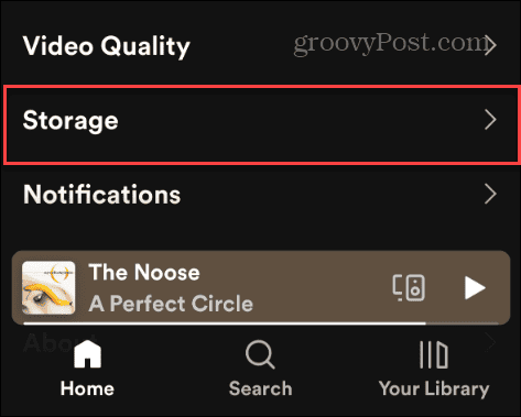 storage option settings