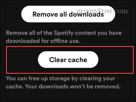 clear spotify cache iphone