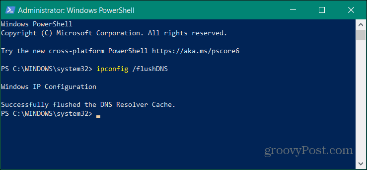 dns successfully cleared windows
