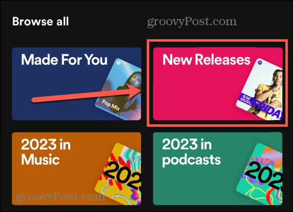 spotify new releases tile
