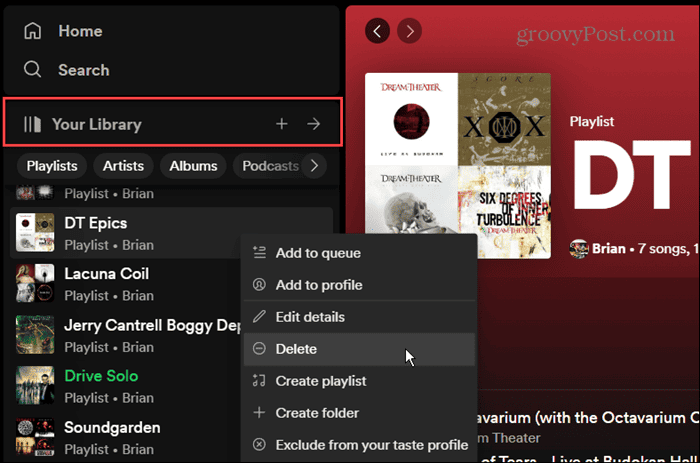 Playlist auf Spotify-Computer löschen