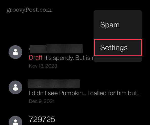 Messages app settings