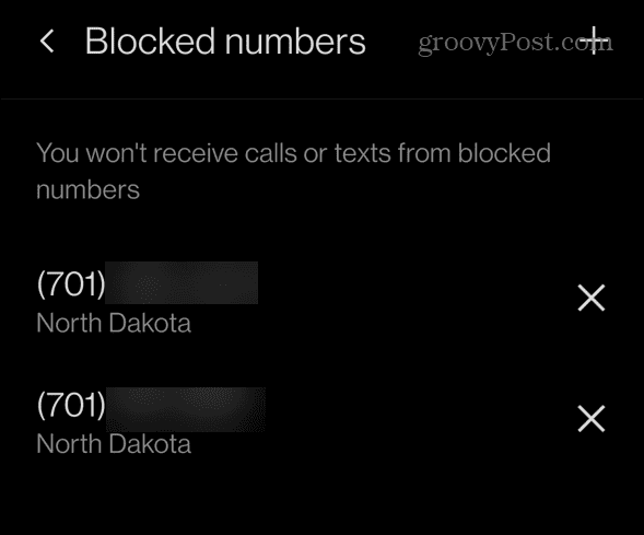 blocked numbers list
