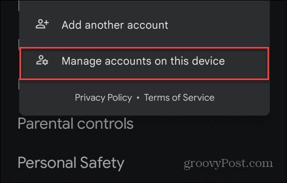 manage accounts on this device