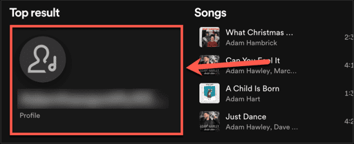 spotify search result