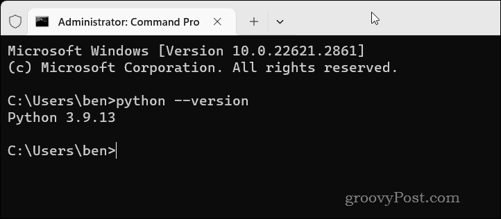 Python version command in Windows 11