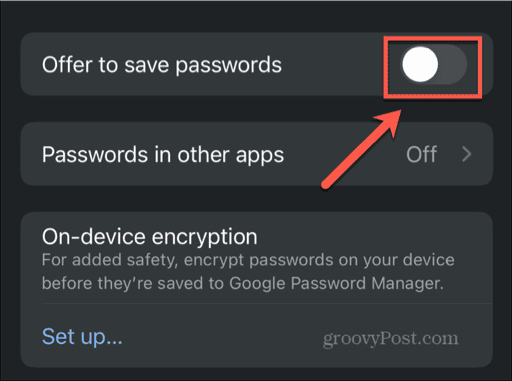 chrome turn off google password manager
