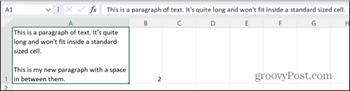 ajuste de salto de línea de Excel a la celda