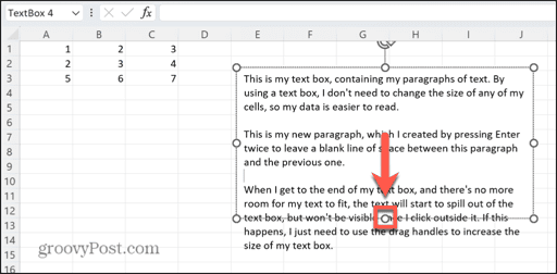 controlador de arrastre del cuadro de texto de Excel