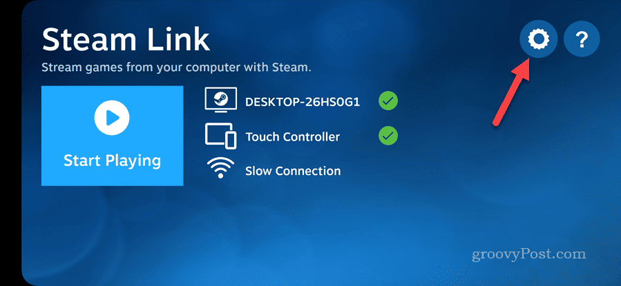 Open the settings menu in the Android Steam Link app