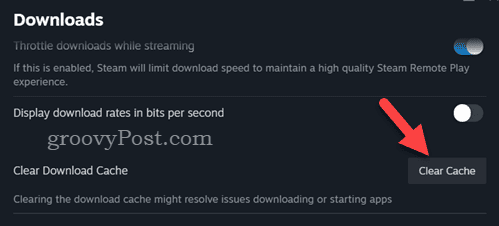 Clear Steam download cache